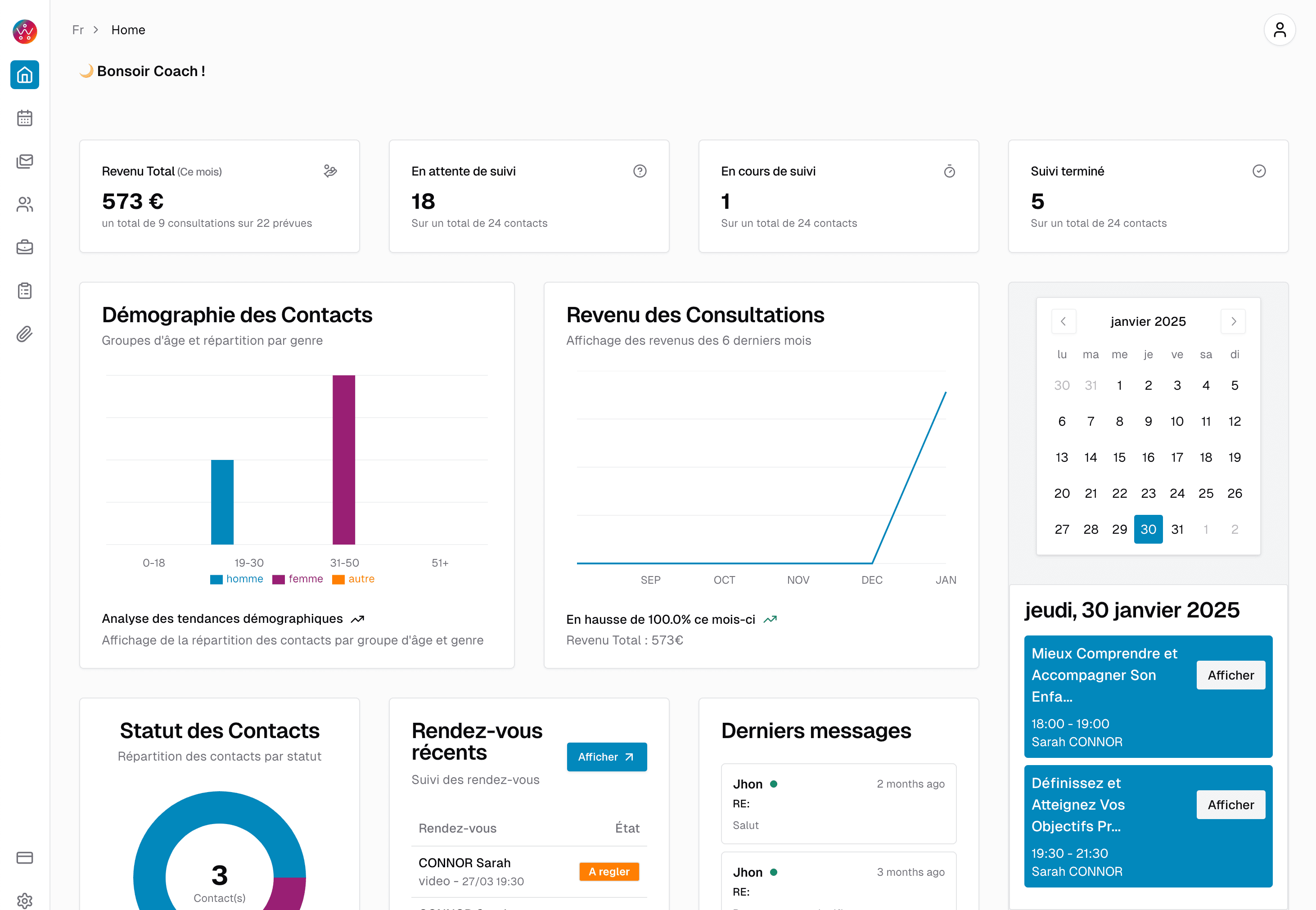 Aperçu de l'application Welcol